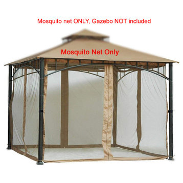 84" Tall Beige Mosquito Net for 10'x10' Gazebo, Velcro Straps