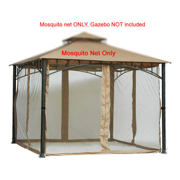 84" Tall Beige Mosquito Net for 10'x10' Gazebo, Velcro Straps