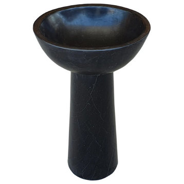 Toros Black Marble Pedestal Oval-top Sink Polished (W)17" (L)20" (H)33.5"