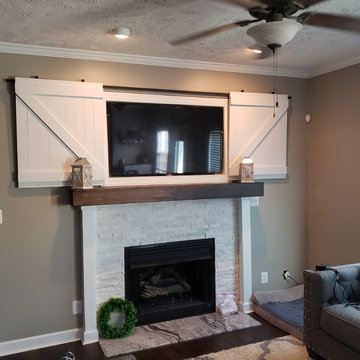 Ashley's fabulous fireplace surround and entertainment center