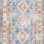 Nourison - Nourison Fulton 2'3" x 7'6" Blue Ivory Vintage Indoor Area Rug - Express your love of creativity with this printed, vintage-inspired rug from the Fulton Collection. The artistically faded pattern, presented in shades of blue, ivory, red, and green, is a cozy foundation for all your unique furnishings and trinkets. Made from polyester in a non-shedding flat weave style, this Persian rug includes a non-slip backing that adds a layer of safety to your busiest areas � from the entryway and hallway to the kitchen and living room.