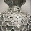 Home Decor Metal Floor Vase with Geometric Pattern Glass Mosaic in Silver