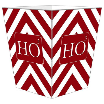 Ho to The 3rd Power Red Chevron Grande Personalized Wastepaper Basket