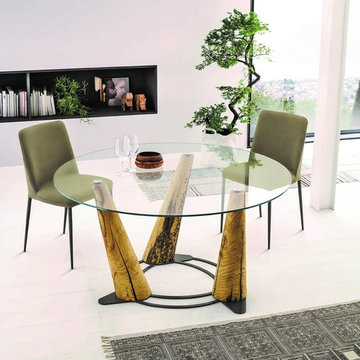 Laguna round or rectangular glass dining table by Sedit