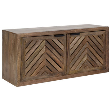 Mezzeta Decorative Wood Wall Cabinet, Rustic Brown 30x10x14