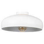 EGLO - Mogano 1-Light Ceiling Light, White Finish - The MOGANO ceiling light features a metal dome shaped shade with a white exterior and white interior finish.With its monochrome design, the ceiling light blends seamlessly into modern furnishings.It offers minimalist lighting for every room - whether in the kitchen, living room, bedroom or hallway.