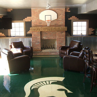 Ejemplo de sótano clásico con suelo verde