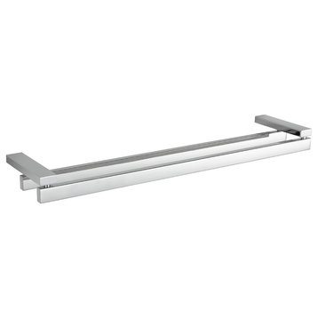 Enzo Contemporary Stainless Steel Double Towel Bar, Chrome