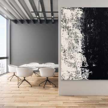 "Music" 72x72 IN Black gray abstract Art oversized Modern Painting MADE TO ORDER