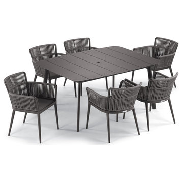 Nette 7-Piece Dining Table Set With and Eiland Table, Carbon and Pewter, Ninja