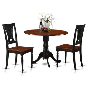 3-Piece Small Kitchen Table Chairs Set Round Table 2 Dinette Chairs Black Cherry