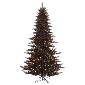 Vickerman Fir Tree With Metal Stand, Tree: Black, 3', Lights: Warm White Led
