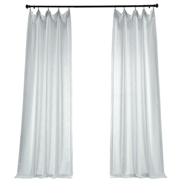 White Heavy Faux Linen Curtain Single Panel, 50"x84"