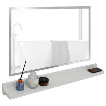 35" White Wireless Charging Shelf and Frameless Mirror Set