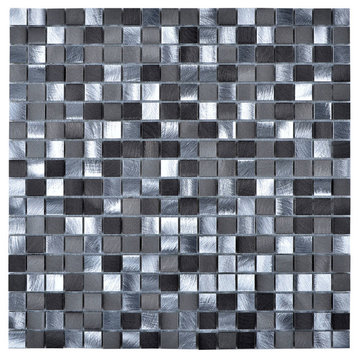 Legion Furniture 11.75"x11.75" Square Mosaic Tile, Pewter