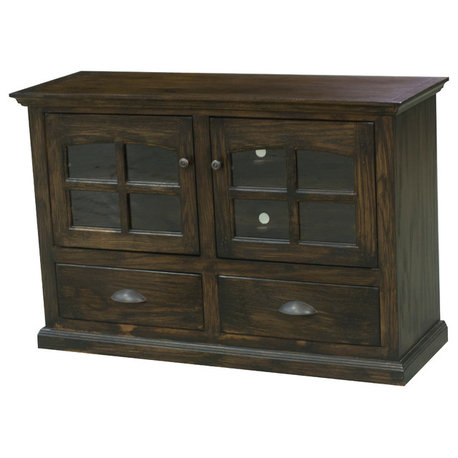 48" Modern Country Oak Entertainment Console, Yellow Oak