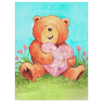Melinda Hipsher 'Bear With Heart' Canvas Art, 47"x35"