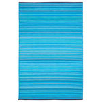 Green Decore - Lightweight Indoor/Outdoor Reversible Plastic Rug Weaver, Turquoise Blue, 6x9 Ft - Easy to clean Resistant to moisture and can simply be wiped clean, Made from recycled plastic.
