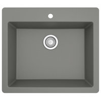 Karran QT-820 Top Mount 25" Single Bowl Quartz Kitchen Sink Kit, Grey