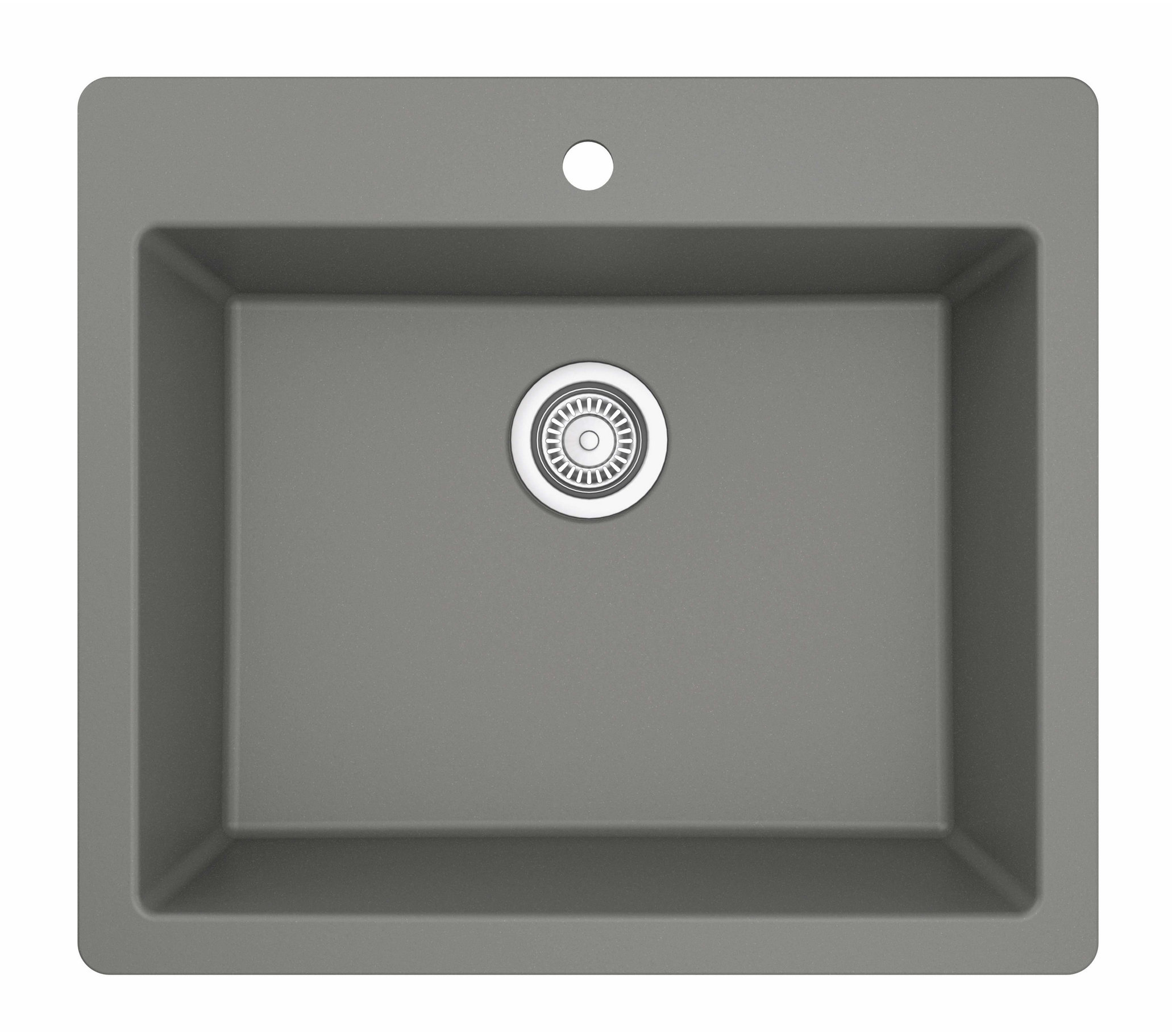 Karran QT-820 Top Mount 25" Single Bowl Quartz Kitchen Sink Kit, Grey