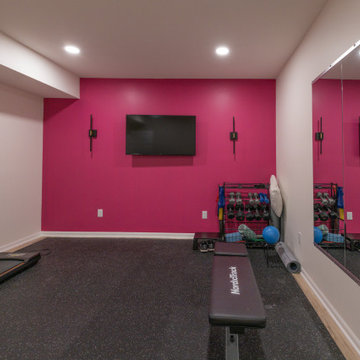 Modern Parkville Basement Remodel with Media Zone + Flex Spaces