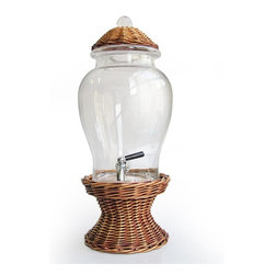 Glass Bell Beverage Dispenser with Willow Base and Lid - Beverage Dispensers
