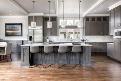 Example of a transitional kitchen design in Denver