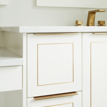 Elegant Master Ensuite Vanity with Brass Inlay Doors