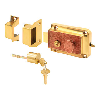 Prime-Line Victorian Mortise Entry Lock Set - Steel - Polished Brass - 2  3/8-in L x 7/8-in W x 7-in H