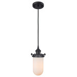 Innovations Lighting - 1-Light Dimmable LED Kingsbury 6" Pendant, Matte Black, White - The Austere makes quite an impact. Its industrial vintage look transports you back in time while still offering a crisp contemporary feel. This sultry collection has a 180 degree adjustable swivel that allows for more depth of lighting when needed.