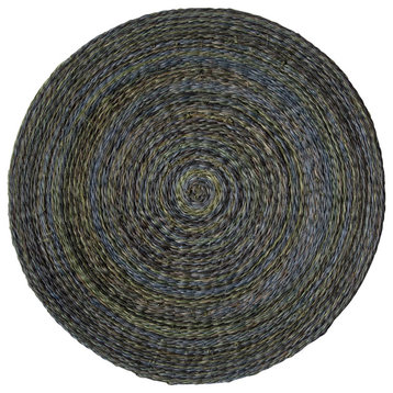 Maddox Mixed Blue/Green Twisted Abaca Round Placemats, Set of 4