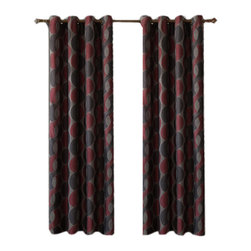 Royal Tradition - Savanna Jacquard Grommet Curtains, Set of 2, Red, 104"x84" - Curtains