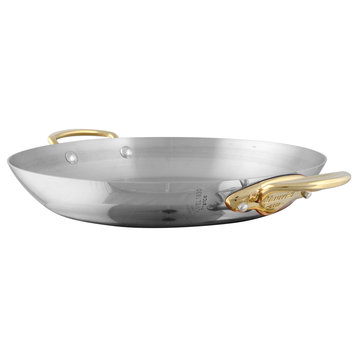 Mauviel M'Cook B Stainless Steel Round Pan With Brass Handles, 7.9-in