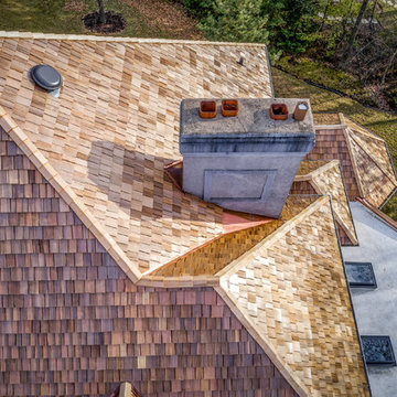 Cedar Shake roof replacement - custom copper fabrication - North Barrington, IL