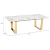 ZUO Atlas Modern Metal and Composite Stone Coffee Table in White/Gold