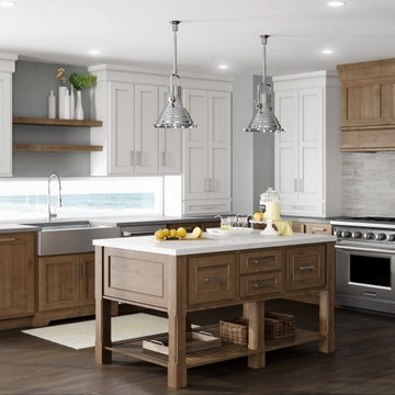 A Coastal Retreat Kitchen with Standard Overlay Cabinetry