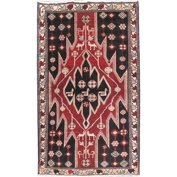 Consigned, Persian 3 x 6 Area Rug, Hamadan Hand-Knotted Wool Rug