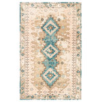 Jaipur Living - Jaipur Living Pathos Hand-Knotted Medallion Pink/Blue Area Rug, 8'x11' - The artisan-made Kai collection effortlessly blends the contemporary influence of color with traditionally timeless looks. Exceptionally made and artfully designed, the hand-knotted Pathos area rug infuses homes with vintage allure and an on-trend colorway. Abrashed blue, tan, and blush tones add a chic femme look to the geometric and floral details of this durable wool rug.