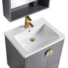 Venezian Single Bathroom Vanity, Rock Gray, 24", Satin Brass Handles, One Sink