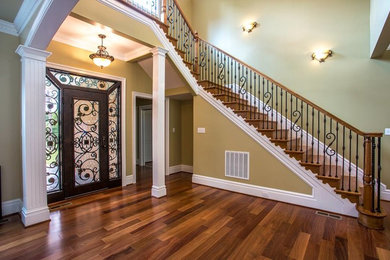 Inspiration for a mid-sized southwestern metal l-shaped mixed material railing staircase remodel in Richmond