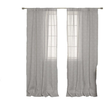 Faux Linen Diamante Curtains, Set of 2