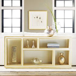 MH - Horizontal Abstract Bookcase in Cream w/ Gold - Products