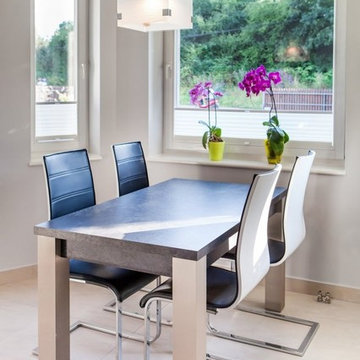 White and Veneer High Gloss Modern Kitchen
