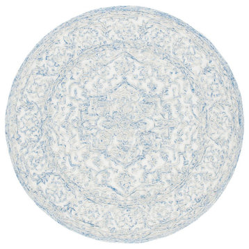 Safavieh Trace Trc302M Vintage Distressed Rug, Ivory and Blue, 6'0"x6'0" Round