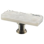 Glass Storm Studios - White Handmade Glass, Oblong Knob - Textured and layered pearlescent white glass. All our products are handmade to order.  Important: Do not use an electric drill or electric screwdriver.