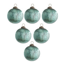 CLASSY & GLASSY ORNAMENTS - AQUA - SET OF 6 - Products