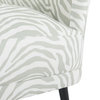 Tania Accent Chair, Black Steel, Light Green Zebra Fabric