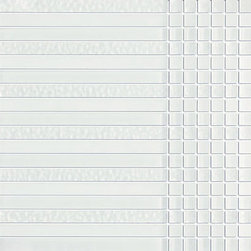 White Glossy Stripes and Square Mixed Glass Mosaic Tiles - Home Accessories & Decor