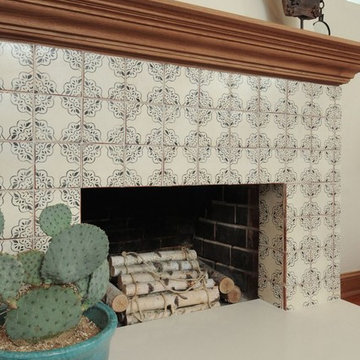 Spanish Contemporary Kitchen and Fireplace