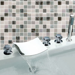 Waterfall Chrome Three Handles Widespread Bathroom Sink Faucet T7019 - Bathtub Faucets
